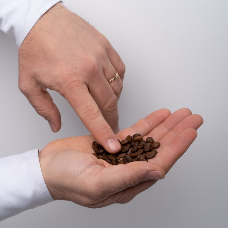 test des grains de café
